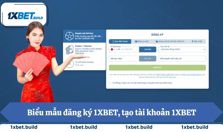 Biểu mẫu đăng ký 1XBET, tạo tài khoản 1XBET