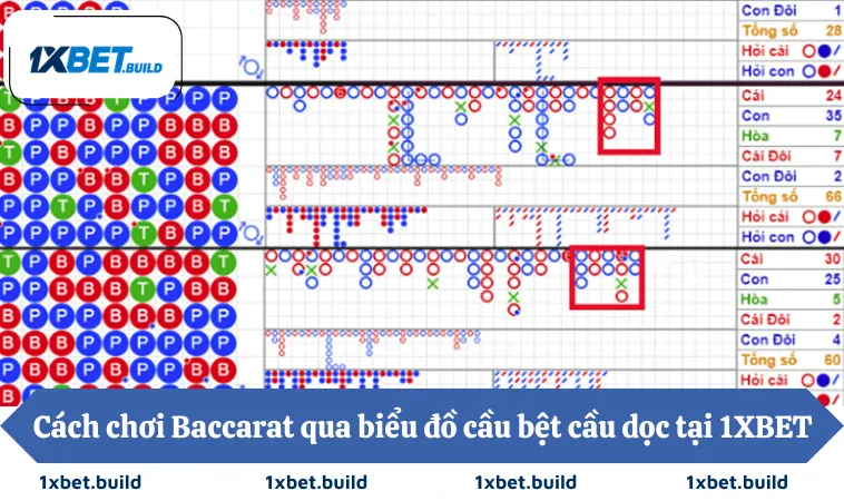 Cách chơi Baccarat qua biểu đồ cầu bệt cầu dọc tại 1XBET