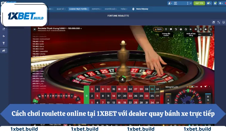 Cách chơi roulette online tại 1XBET với dealer quay bánh xe trực tiếp