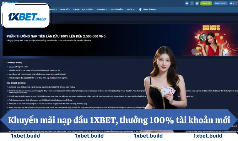 Khuyến mãi nạp đầu 1XBET, thưởng 100% tài khoản mới