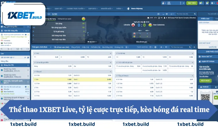 Thể thao 1XBET Live, tỷ lệ cược trực tiếp, kèo bóng đá real time