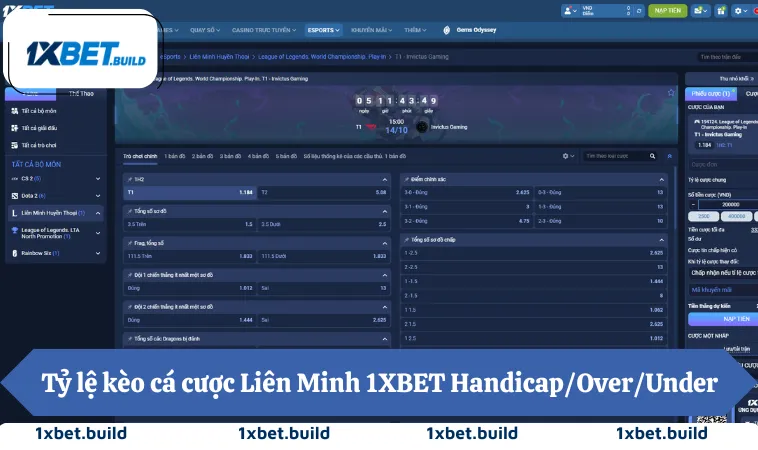 Tỷ lệ kèo cá cược Liên Minh 1XBET Handicap/Over/Under
